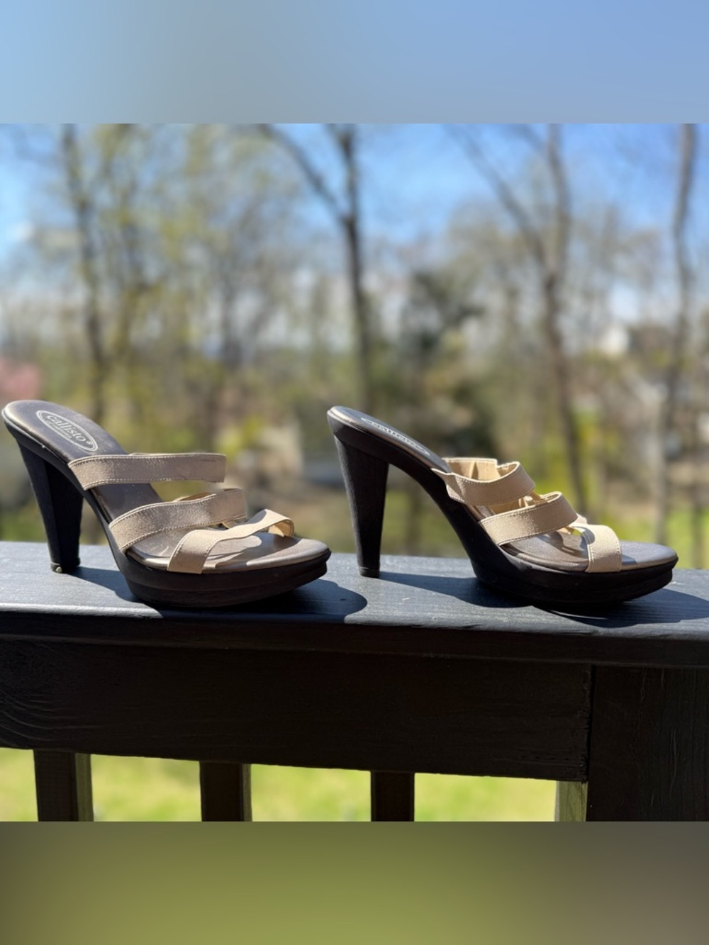 Beige Strappy High-Heel Sandal - Women's Fashion Slide